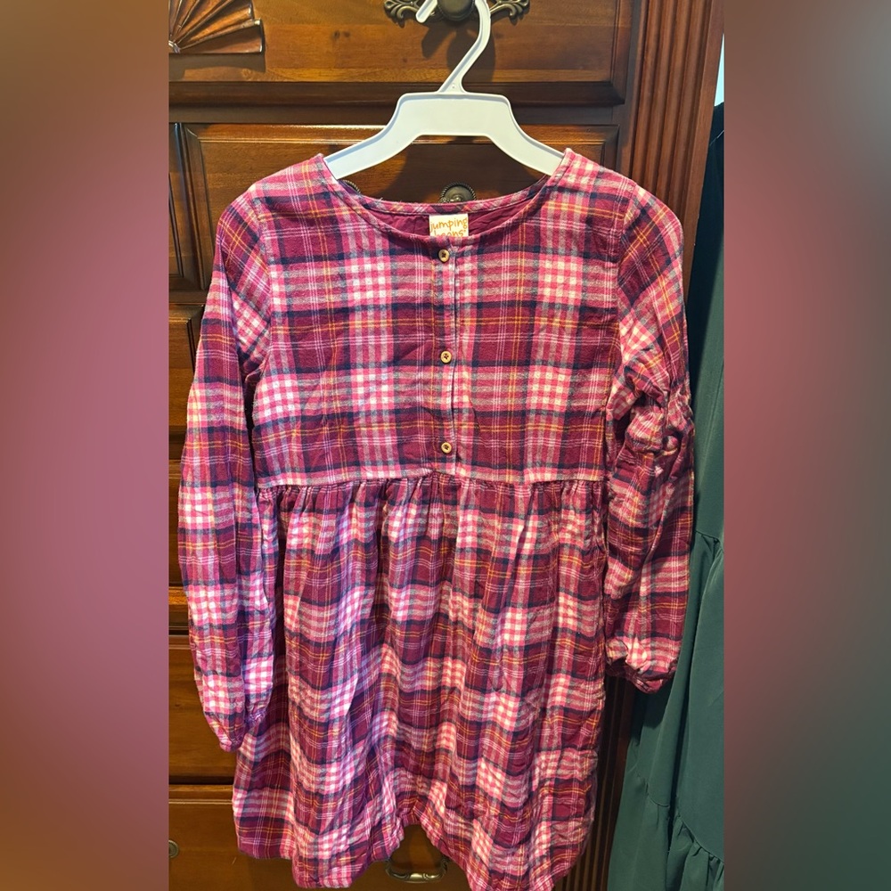 Girls' Size 12, Pink White Plaid Girls’ Top, Tunic Top, Dress, Long Sleeves
